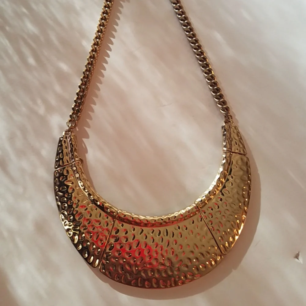 Egyptian Style Gold Tone Chain Link Necklace Costume Jewelry - Picture 3 of 10